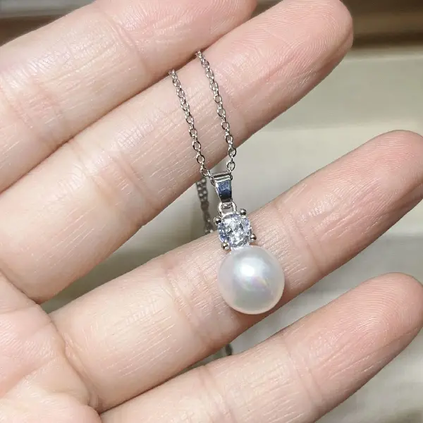 C4024BX Princess Necklace Silver White Pearl,tkmbeautysupply.com