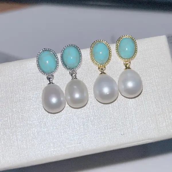 4050 Pink Pearl Earrings-Silver,tkmbeautysupply.com