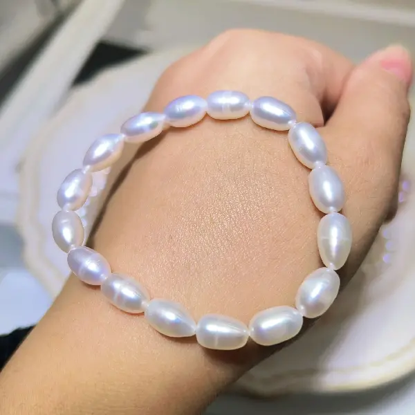 7-8MM white rice pearl bracelet,tkmbeautysupply.com