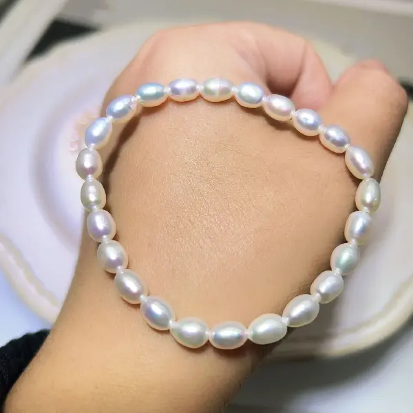 6-7MM white rice pearl bracelet,tkmbeautysupply.com