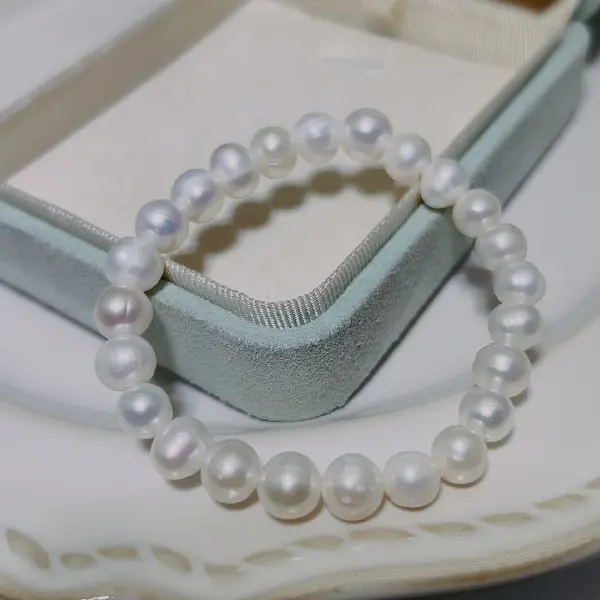 6-7MM white potato round pearl bracelet,tkmbeautysupply.com