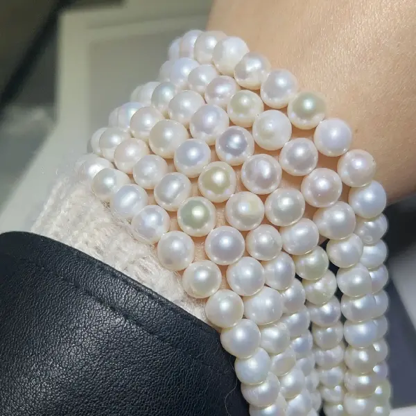 8-9MM nearly round pearl bracelet white,tkmbeautysupply.com