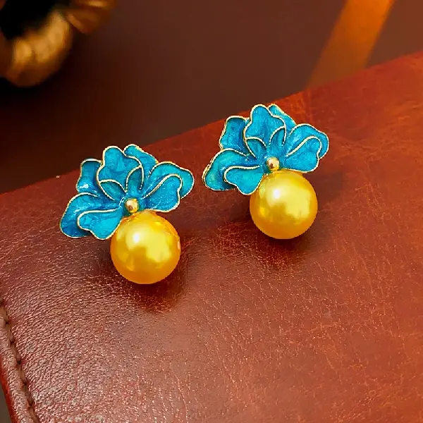 Silver Needle Antique Flower Pearl Oil Drop Earrings,tkmbeautysupply.com