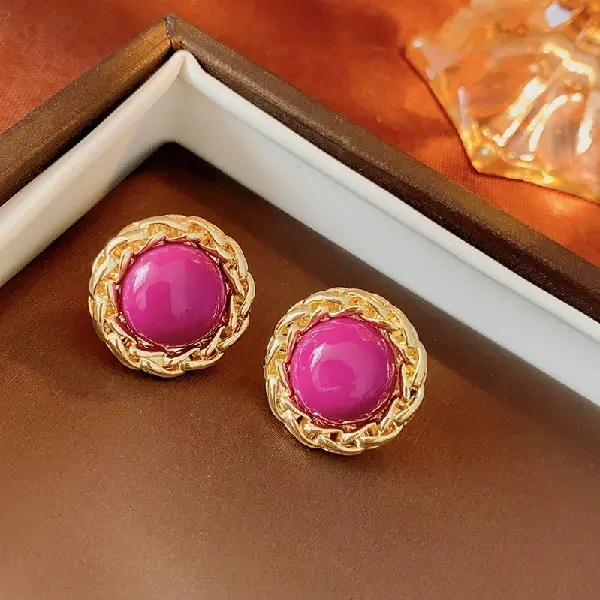25# gold-rose red-earring style,tkmbeautysupply.com