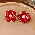 Vintage Earrings Wholesale Supply - Light Luxury Jewelry - 59# silver needle antique red oil drop flower earrings