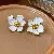 Vintage Earrings Wholesale Supply - Light Luxury Jewelry - 104# silver needle oil drop flower earrings