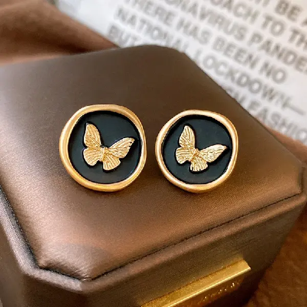 Silver Needle Butterfly Hoop Earrings,tkmbeautysupply.com