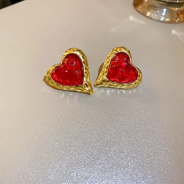 Silver needle pleated love earrings,tkmbeautysupply.com
