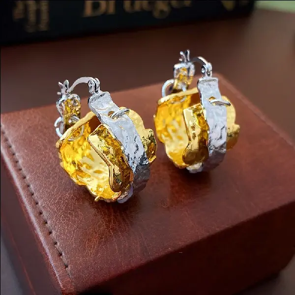Pleated circle double layer earrings,tkmbeautysupply.com