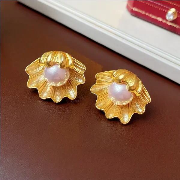 Silver Needle Pearl Shell Earrings,tkmbeautysupply.com