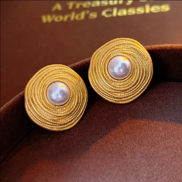 Silver Needle Wrapped Circle Pearl Earrings,tkmbeautysupply.com