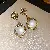 Supply Medieval Vintage Diamond-Set Oval Earrings & Necklace - 1# Silver Needle-Diamond Pearl Flower Pendant Earrings