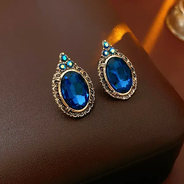 3# Silver Needle-Diamond Oval Stud Earrings,tkmbeautysupply.com