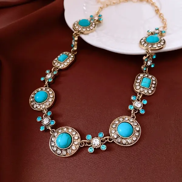21# necklace - round pleated diamond head,tkmbeautysupply.com