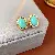 Supply Medieval Vintage Diamond-Set Oval Earrings & Necklace - 31# Silver Needle-Oval Green Stone Stud Earrings