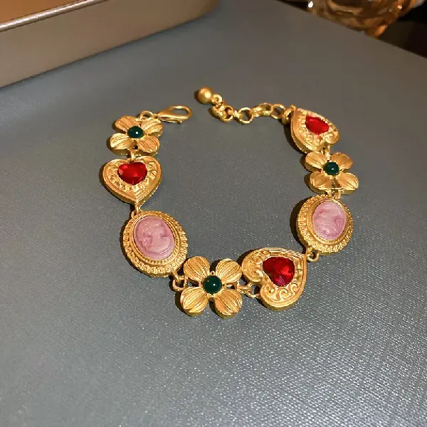 33# Bracelet-Flower Portrait Diamond Love Heart,tkmbeautysupply.com