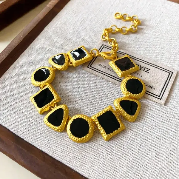43# Bracelet-Drip Oil Geometric Circle Square Triangle,tkmbeautysupply.com