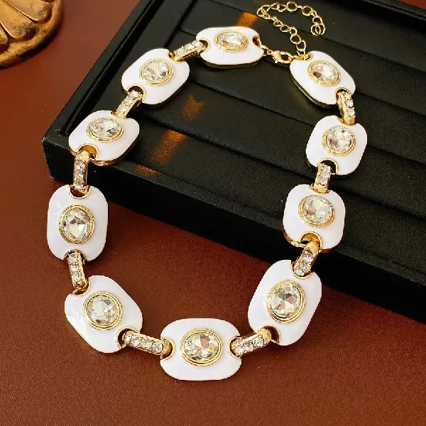 49# necklace - diamond-studded oval fashion splicing,tkmbeautysupply.com
