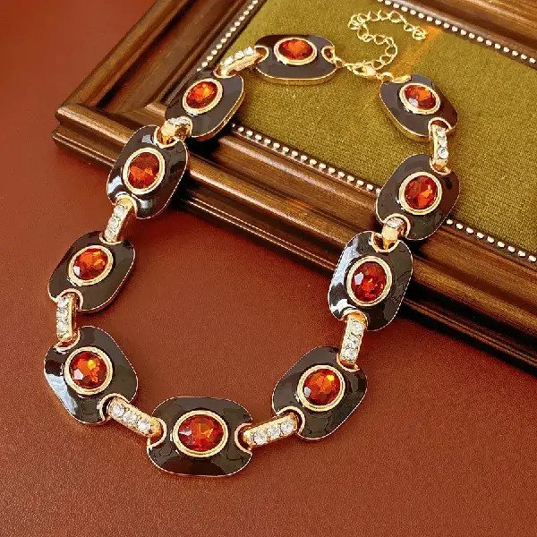 51# necklace - diamond-studded oval fashion splicing,tkmbeautysupply.com