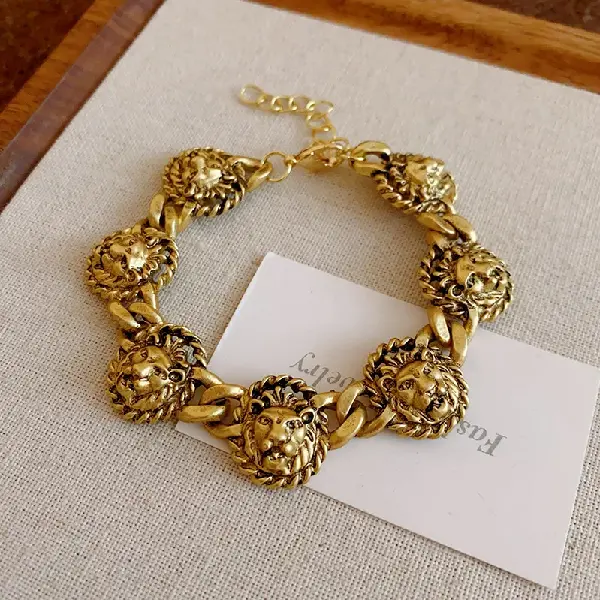 52# bracelet-round lion head,tkmbeautysupply.com