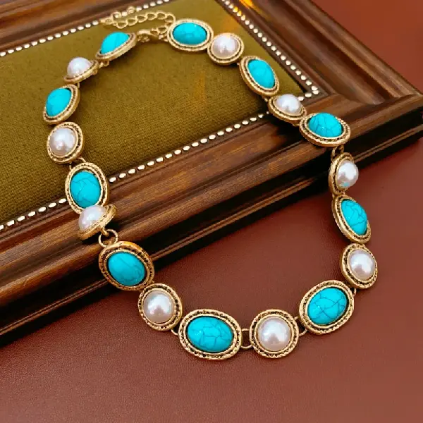 55# necklace-round resin oval lace artificial pearl model,tkmbeautysupply.com