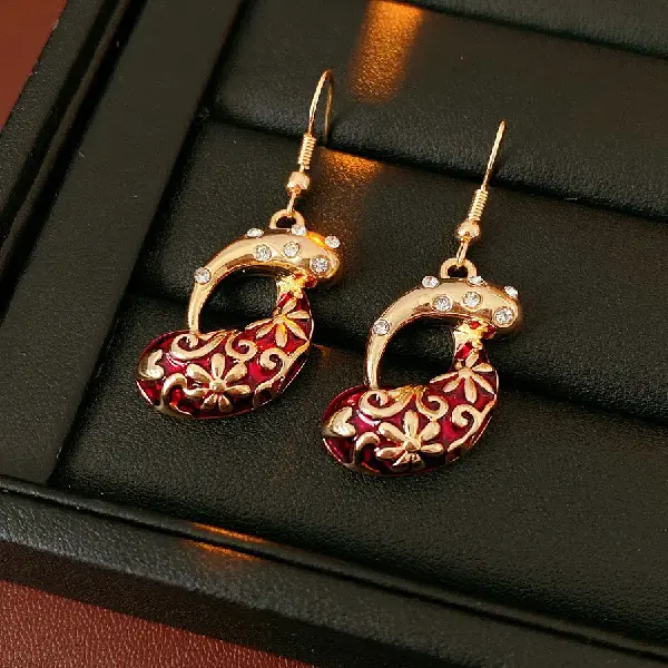 59# ear hook-oil dripping zircon water drop pleated pattern hollow,tkmbeautysupply.com