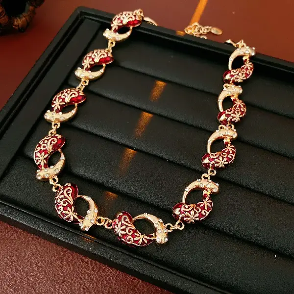 60# necklace-Oil dripping zircon water drop wrinkle pattern,tkmbeautysupply.com