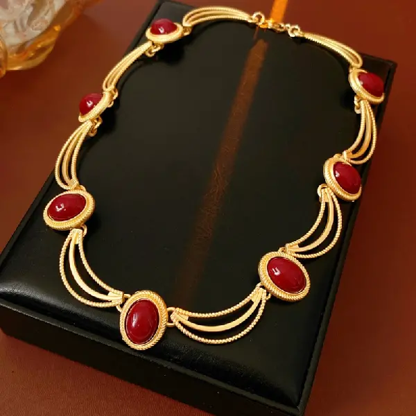 64# necklace-sector-shaped round gemstone,tkmbeautysupply.com