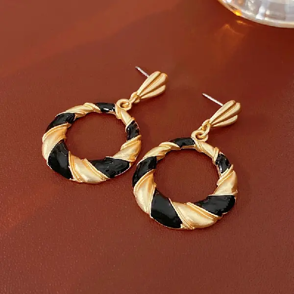69# Silver Needle-Drip Oil Twisted Cross Ring Stud Earrings,tkmbeautysupply.com