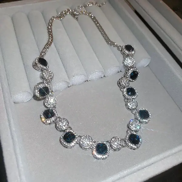 76# necklace-diamond hollow geometric splicing chain,tkmbeautysupply.com