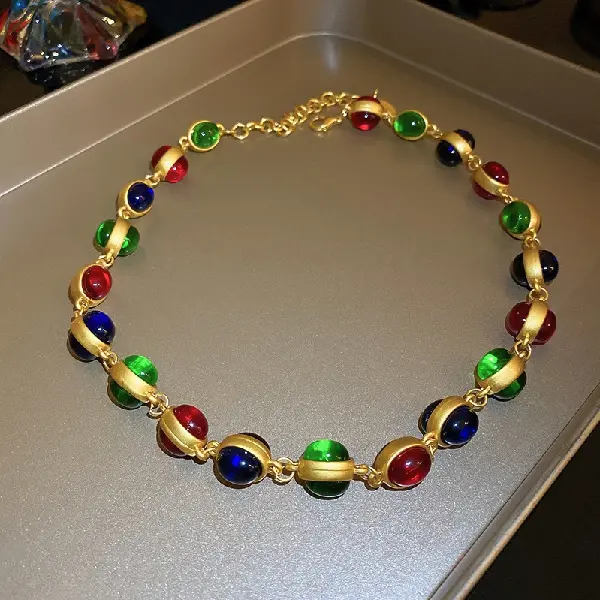 82# Necklace-Colored Oval,tkmbeautysupply.com