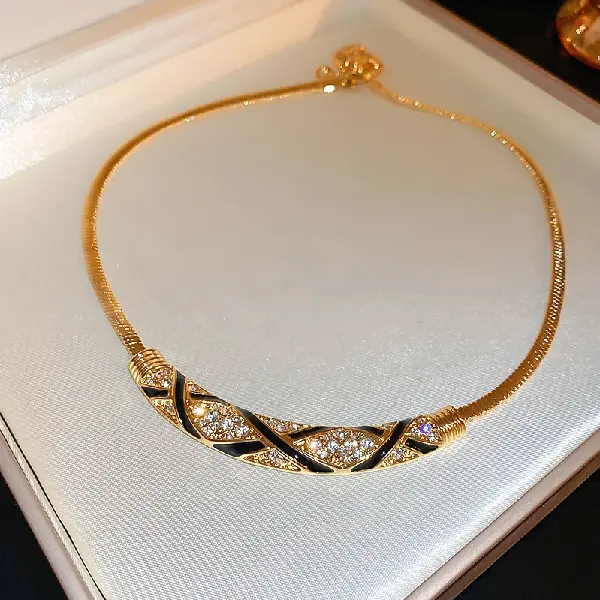 85# necklace-curved diamond pattern dripping oil,tkmbeautysupply.com
