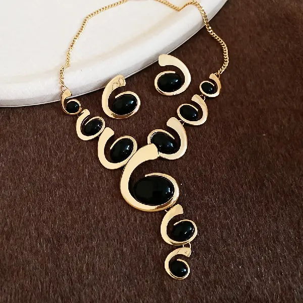 95# earring necklace-acrylic geometric oval (set of two),tkmbeautysupply.com