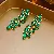 Wholesale Vintage Retro Earrings | High-End Pearl Supply - Silver Needle Diamond Green Leaf Tassel Earrings