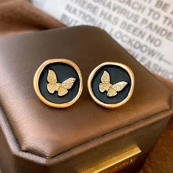 Silver Needle Butterfly Hoop Earrings,tkmbeautysupply.com