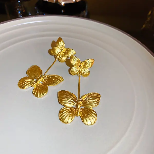 Silver needle butterfly earrings,tkmbeautysupply.com