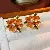 Wholesale Vintage Retro Earrings Supply for Retail Profit - Silver needle oil drop pearl orange flower leaf earrings