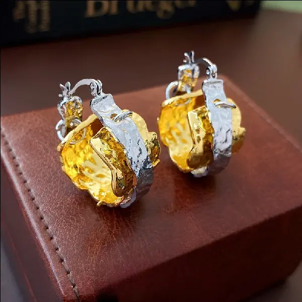 Pleated circle double layer earrings,tkmbeautysupply.com