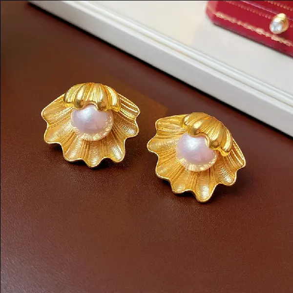 Silver Needle Pearl Shell Earrings,tkmbeautysupply.com