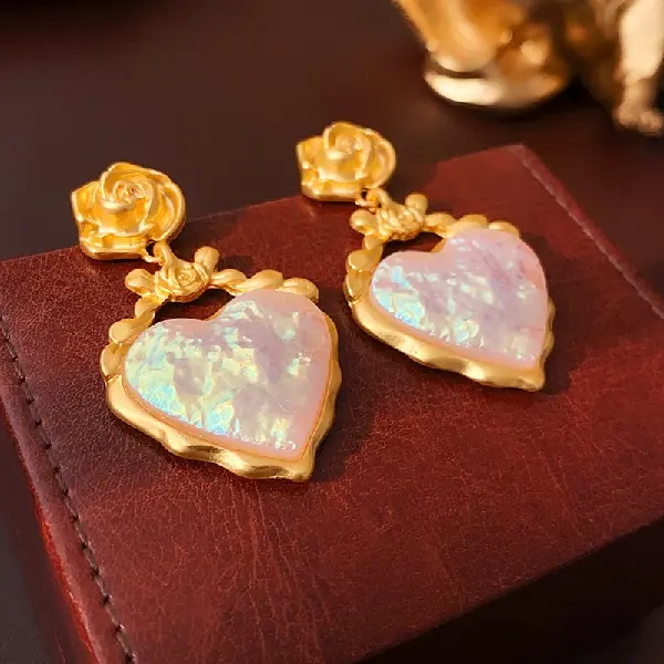 Silver needle resin love flower earrings,tkmbeautysupply.com