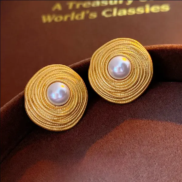 Silver Needle Wrapped Circle Pearl Earrings,tkmbeautysupply.com