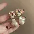Wholesale Medieval Vintage Silver Needle Earrings with Pearls - 14# Silver Needle-Golden Flower
