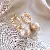 Wholesale Medieval Vintage Silver Needle Earrings with Pearls - 44# silver needle zircon pearl earrings
