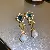 Wholesale Medieval Vintage Silver Needle Earrings with Pearls - 62# Silver Needle Emerald Diamond Flower Pearl Drop Earrings