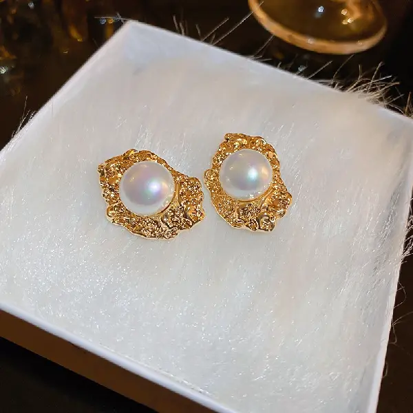 68 silver needle irregular geometric pearl ear clip (environmentally friendly electroplating),tkmbeautysupply.com