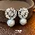 Wholesale Medieval Vintage Silver Needle Earrings with Pearls - 83# Silver Needle Zircon Flower Pearl Stud Earrings