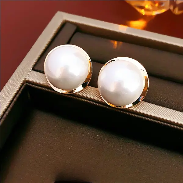 86# silver needle round pearl earrings,tkmbeautysupply.com