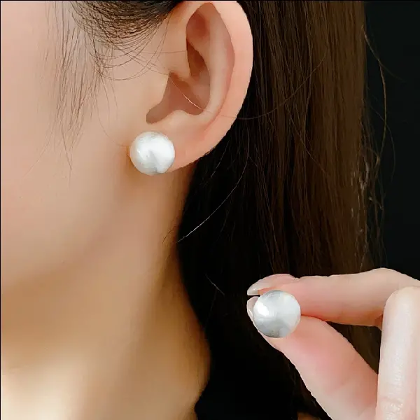 97# silver needle round earrings,tkmbeautysupply.com