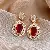 Wholesale Medieval Vintage Silver Needle Earrings for Retailers - 98# Silver Needle-Zircon Oval-Gold-Red (Real Gold Plating)