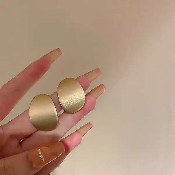 .6# silver needle-golden brushed geometric earrings,tkmbeautysupply.com